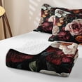 thumbnail image 4 of Erosebridal Traditional Floral Bed Spread Queen, Garden Blossom Queen Coverlet Set, Black Reversible, Burgundy Blush, 3 Pieces (1 Quilt and 2 Pillowcases), 4 of 7