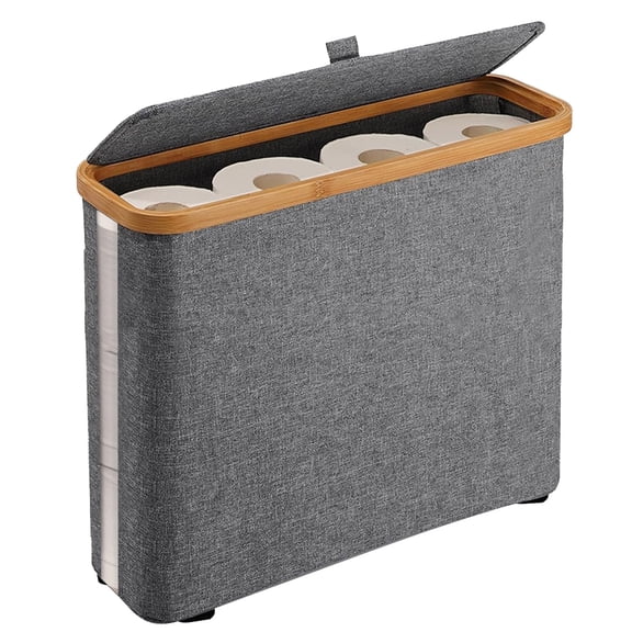 Leodye 1PCS Transparent Toilet Paper Storage Basket Lidded Non-slip Plastic Home Bathroom Toilet Roll Sundry Organizer -2.36x2.36x1.97 in