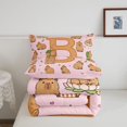 thumbnail image 5 of Manfei Sweet Capybara Queen Comforter Set,Cartoon Letter B Comforter Sets Queen,Pink Brown,Pink Reversible,3-Piece,1 Comforter and 2 Pillowcases, 5 of 7