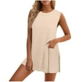 thumbnail image 1 of Timegard Ensembles Lounge pour Femmes Col Ras du Cou Mi-Long Débardeur Shorts Tenues en Tricot Confortables Mode d'Été, 1 of 7