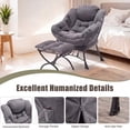 thumbnail image 2 of OMNIBERG Lazy Chair with Folding Ottoman, Oversized Comfy Lounge Chair with Armrests and Side Pocket for Reading, Relaxing, and Napping, Perfect for Living Room, Bedroom or Office, Gray, 2 of 9
