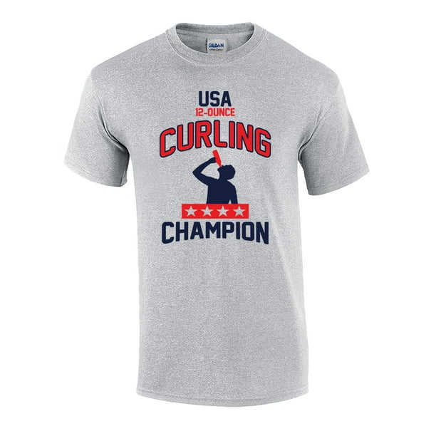 Trenz Shirt Company Funny Beer Olympics USA Curling Champion Graphic