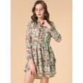 thumbnail image 3 of Unique Bargains Robe en Mousseline à Taille Smockée à Imprimé Floral Vintage pour Femme, 3 of 6