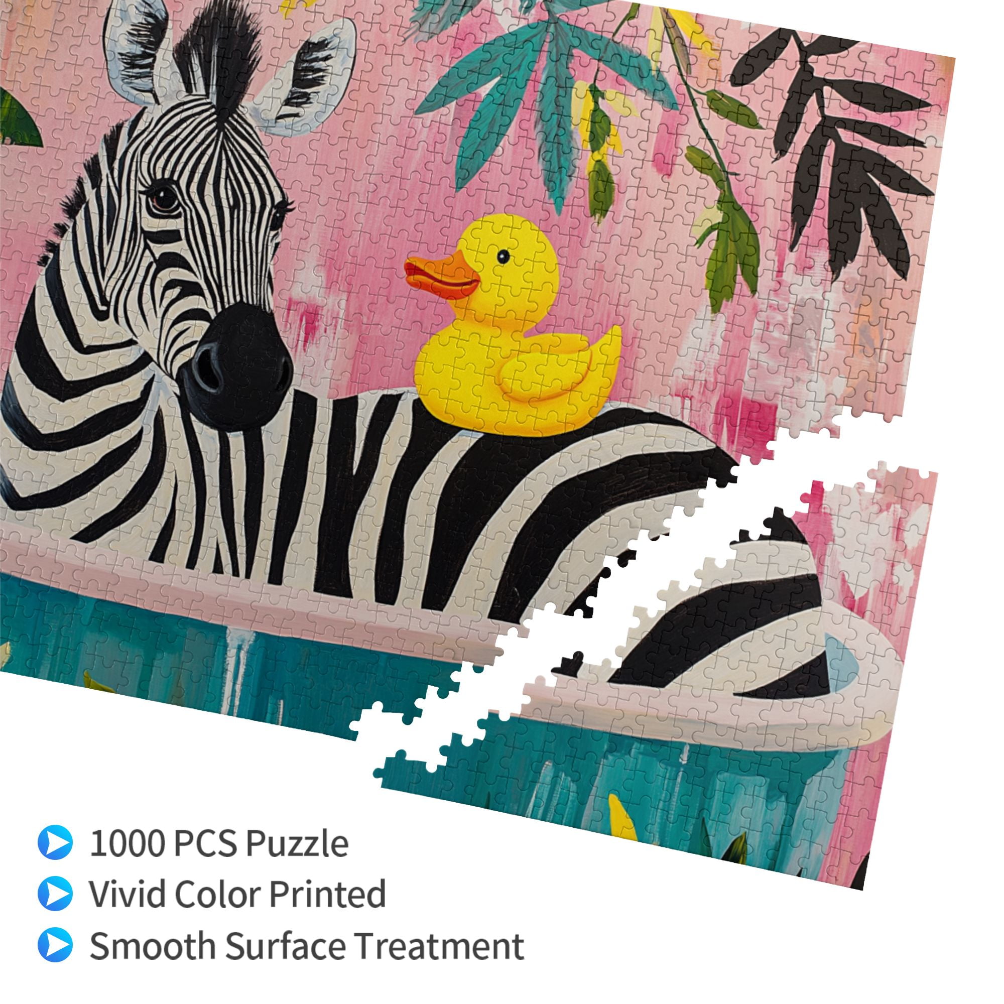 1000 pcs Zebra's bathing time 1000 Piece Wooden Puzzles,Unique Animal Art High difficulty puzzle 1000 Piece,Stunningly Vibrant Colors,for Animal & Puzzle Lovers,Creative Activity Hobbies for Adults