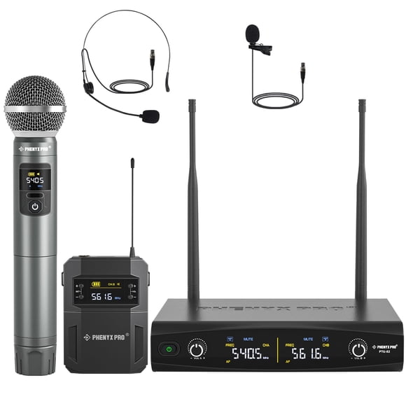 Sistema de micrófono inalámbrico Phenyx Pro PTU-52-1H1B 30 frecuencias