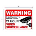 thumbnail image 2 of (Set of 6) Warning - 24 HR Video Surveillance Sticker- 3" x 4" - Durable Self Adhesive 4 Mil Vinyl - Laminated - Fade & Scratch Resistant – Waterproof – No Trespassing Private Property Security Sign, 2 of 7