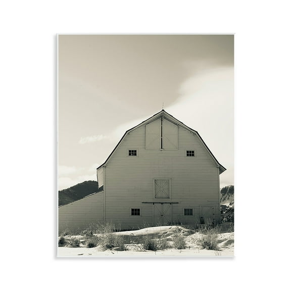 Stupell Industries Monochromatic Winter Barn Nautical & Beach Photography Unframed Art Print Wall Art, 11 x 14