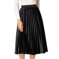 thumbnail image 1 of Falda plisada midi con cintura elástica y acordeón metálico para mujer Negro M, 1 of 6
