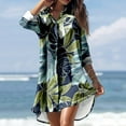 thumbnail image 2 of USSUMA Long Sleeve Summer Dresses for Women Casual Loose Button Down Pocket Beach Covers Beach Party Midi Sundresses V Neck Plus Dress Starfish Print Sun Dress Wedding Guest, 2 of 7