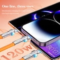 thumbnail image 3 of 3-in-1 Rotating Charging Cable, 4ft Orange Silicone USB Cable with Type-C, Lightning & Micro USB Connectors, 180° Swivel Design with LED Light, Durable Zinc Alloy for Multi-Device Use, 3 of 7