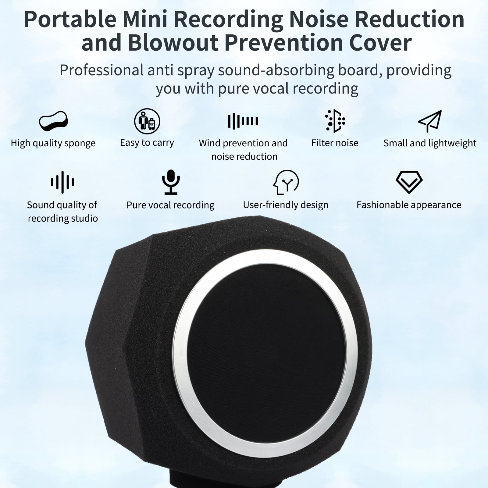 Microphone Windscreen,Reduction And Blowout Pop Filter Noise Reduction And Cover -wind Condenser Windscreen Mic Filter Portable Cover Pop Mic Cover Studio Condenser