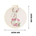 thumbnail image 3 of Beginner Embroidery Kit, Bunny Stitch Craft Set, Pre-Printed Fabric Hoop, Needle Thread Included, Handmade Art Project, Relaxing Hobby Gift, Step-By-Step Guide, 3 of 9