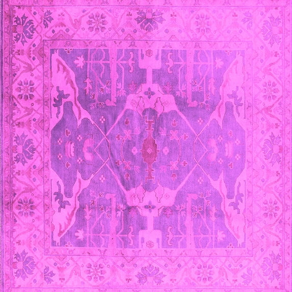 Ahgly Company Indoor Square Oriental Pink Traditional Area Rugs, 7' Square