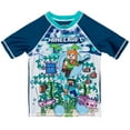 thumbnail image 3 of Minecraft Steve Alex UPF 50+ Rash Guard Swim Trunks Outfit Set Little Kid to Big Kid, 3 of 5