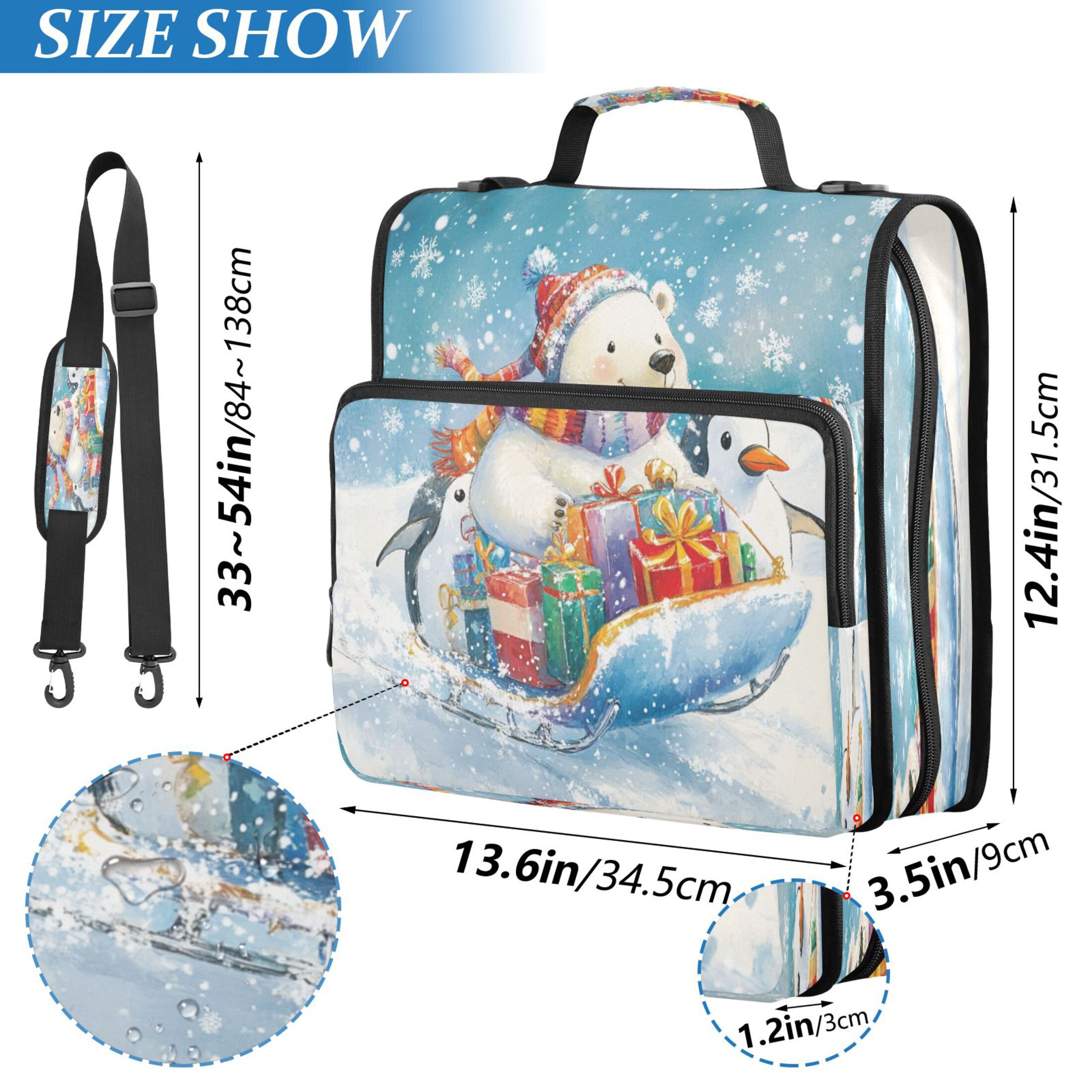 YAZAOO Zipper Binder trapper keeper Documents Organized Design Sledding Adventures Printed