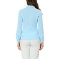 thumbnail image 3 of CURVOSPORT Chemise Boutonnée pour Femmes Col Peter Pan Manches Longues Blouse Ligne Princesse S Bleu, 3 of 6