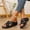 Black, variant on Gspmoly Womens Slide Sandals, Women'S Casual Wedge Heel Sandals - Breathable Open-Toe Design with Metal Buckle Detail, Comfortable Rubber Sole, Pu Upper, Black, Sizes 36-43 (1 Pair) Shower Slides