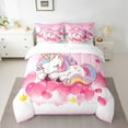 thumbnail image 2 of jejeloiu Rainbow Kawaii Unicorn Twin Bedding Sets 7-Piece,Magic Animal Bedding Comforter Set,Pink Heart Print Sheet Sets For Children,Breathable Home Decor, 2 of 8