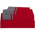 thumbnail image 2 of DNG Creations 4 Piece Two Tone Sheet Set - 10 Inch Deep Pocket ( Solid Red/Dark Grey - Olympic Queen ), 2 of 4
