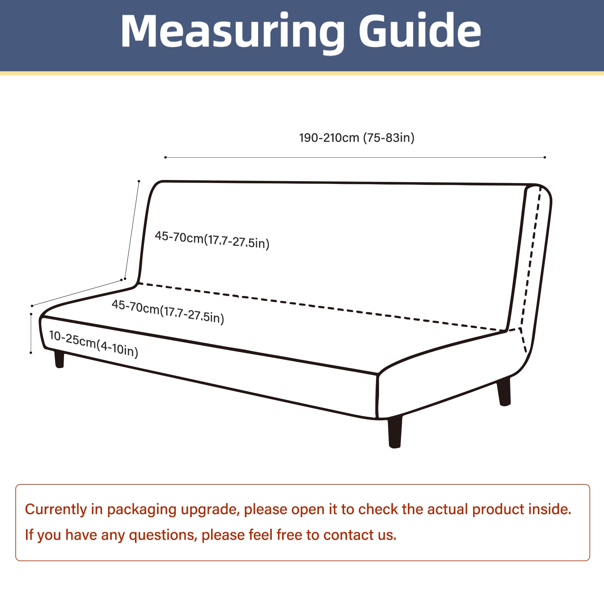 100% Waterproof Futon Cover, Leakproof Armless Sofa Slipcover, Stretch Jacquard Sofa Bed Cover Full Folding, Couch Furniture Protector for Kids, Pets, Dog and Cat (Medium, Navy)