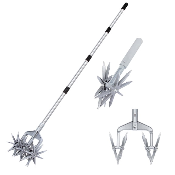 YARTTING Garden Tiller Durable Efficient Cultivator Tiller with Detachable Tines, Adjustable Handle Ideal for Reseeding Grass, Soil Mixing, Planting