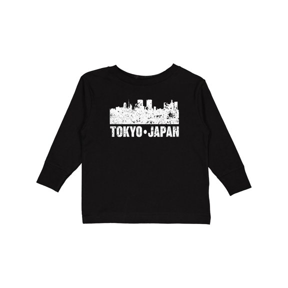 Inktastic Tokyo Japan City Skyline with Grunge Boys or Girls Long Sleeve Toddler T-Shirt
