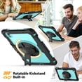 thumbnail image 3 of Case for Samsung Galaxy Tab S11 2025 with Screen Protector, 360 Degree Rotating Kickstand Hand Strap Heavy Duty Shockproof Cover with Shoulder Strap, Sky Blue PC, 3 of 7