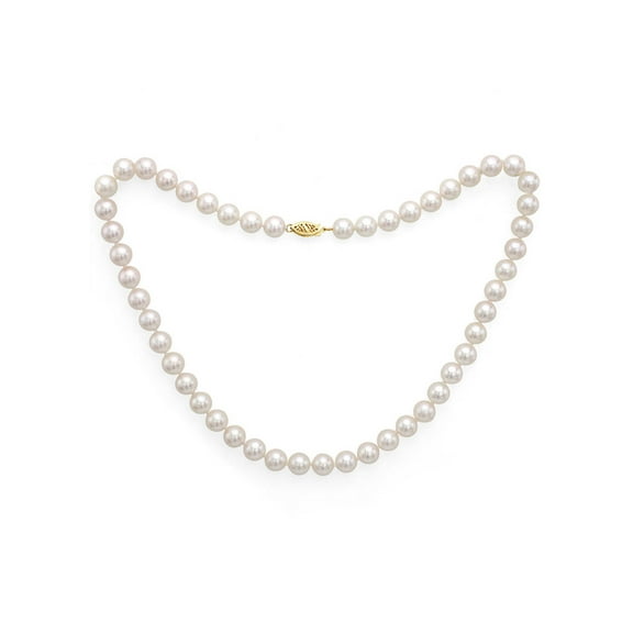 ADDURN 6.5-7mm White Perfect Round Akoya Pearl 30" Necklace with 14kt Yellow Gold Clasp