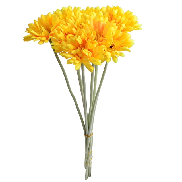 Flor Simulación de crisantemo artificial, oficina en casa, decoración floral falsa, adorno de boda, amarillo 10 Piezas Kearding HA8120-02B