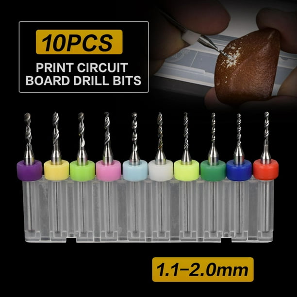 10 Unids PCB Brocas, 1.1-2.0mm Micro Carburo de Tungsteno Micro Brocas Set Herramienta para placa de circuito de impresión PCB EOTVIA No