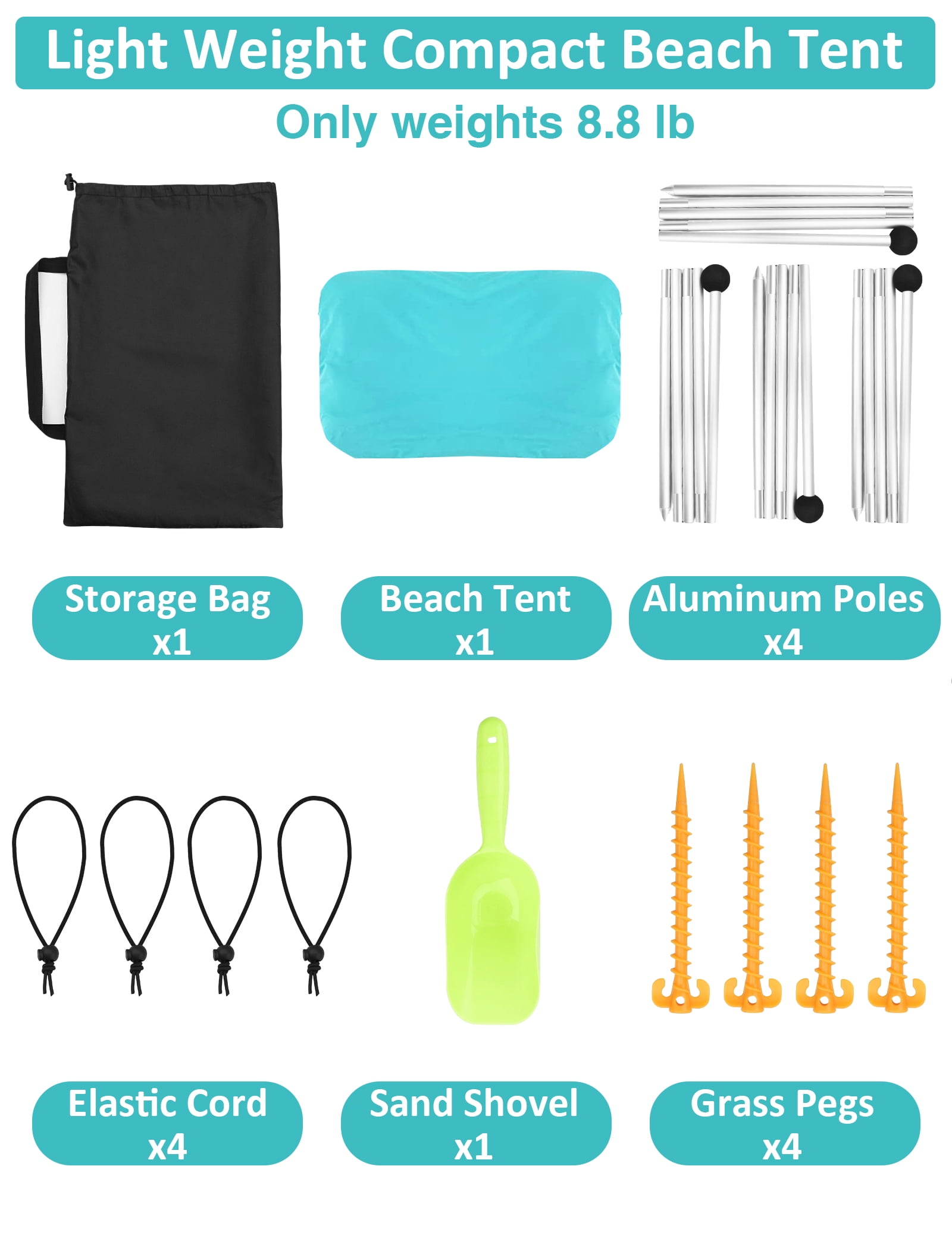 Beach Tent Canopy 10'x10' Beach Tents Sun Shelter 6-8 Person Beach Canopy Tent Sun Shade Easy Setup Pop Up Beach Shade Canopy Portable Beach Tent UPF 50+ Waterproof