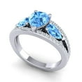 thumbnail image 2 of 2.00 Carat Pear Cut Blue Topaz Gemstone & Natural Diamond Trendy Three Stone Bridal Ring for her Solid 14K White Gold Size 4 by Diamond-Capitals, 2 of 8