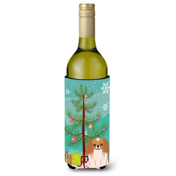 Carolines Treasures Merry Christmas Tree Pekingnese Red White Wine Bottle Beverge Insulator Hugger Wine Bottle