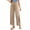 Khaki, variant on Women Cropped Wide Leg Pants Drawstring Elastic High Waist Loose Textured Palazzo Trousers Casual Baggy with Pockets
