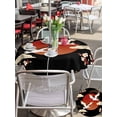 thumbnail image 5 of Outdoor Tablecloth with Umbrella Hole for Patio/Picnic/Party/Camping, Japanese Style Waterproof Table Cloth Round Cover Washable, Modern Cranes Cherry Flower Wave Red Brown (Dia 60"), 5 of 8