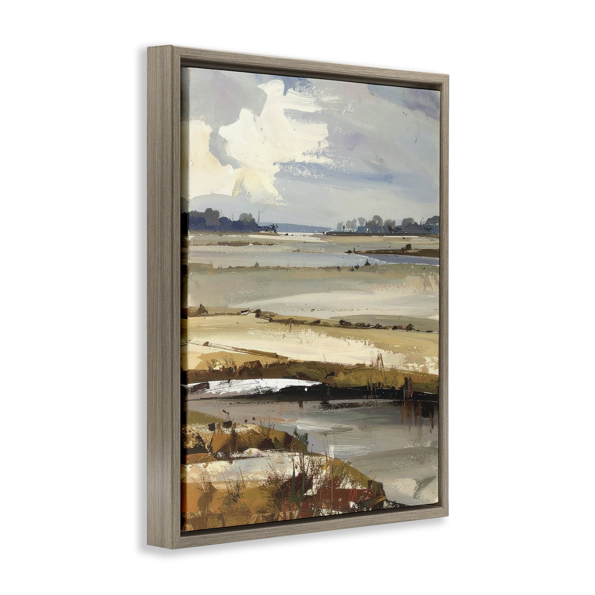 Stupell Industries Earthy Distant Horizon Brown Framed Floater Canvas Wall Art, design by Alonza Saunders