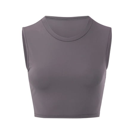 

MINZON Women s Solid Color Short Ice Silk High Elastic Sports Yoga Vest