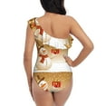 thumbnail image 5 of Easygdp Christmas Snowman Gift Women's One Shoulder Ruffle Monokini Bathing Suits with Removable Chest Pad, Quick Drying - Medium, 5 of 8