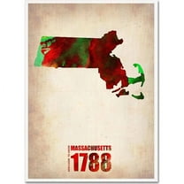 Trademark Fine Art "Massachusetts Watercolor Map" Canvas Art by Naxart