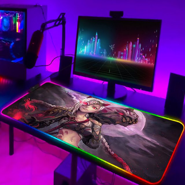League of Legends-alfombrilla de ratón RGB para ordenador, accesorios para Gamer, teclado, alfombrilla de ratón, Anime, escritorio, Mesa LIUWENJING unisex