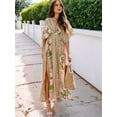 thumbnail image 4 of Women'S Summer Maxi Dress Short Sleeve V Neck Casual Loose Long Beach Split Dresses Yellow XL, 4 of 8