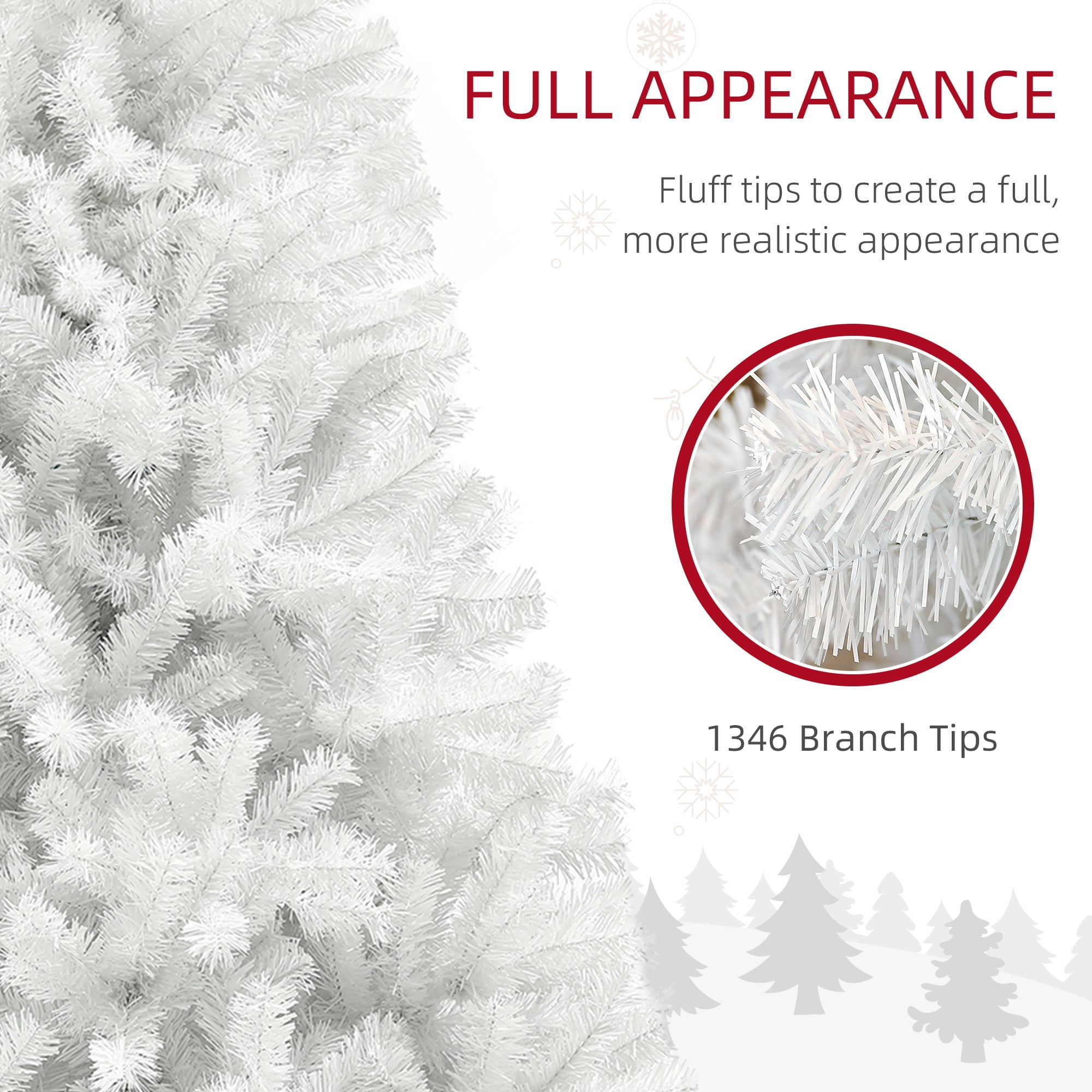 7.5ft Unlit Full Christmas Tree 1346 Tips Auto-Open Branches Flame Retardant Indoor Decor