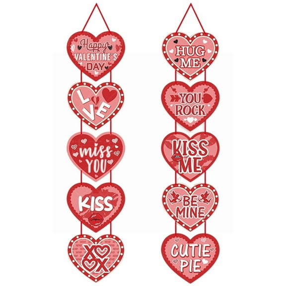 Clearance Red Valentines-Day Front Door Hanger-Decor - 2Pcs Love Romantic Special Night Galentines Party Paper Signs Banners,Engagement Wedding Anniversary Wall Hanging Decorations Lasting Surprise
