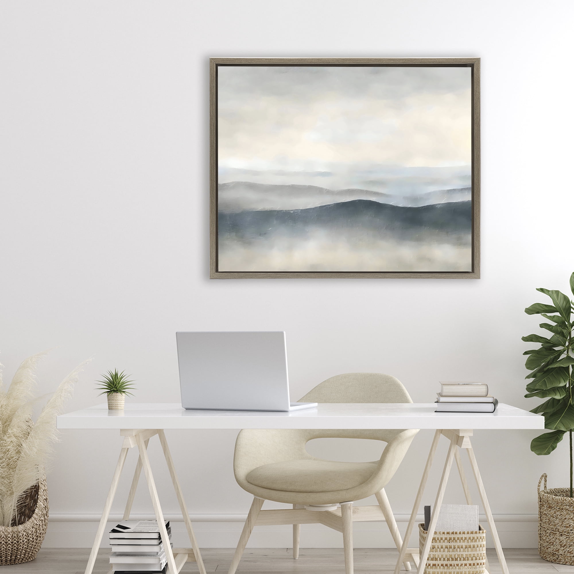 Stupell Industries Muted Horizon Serenity Brown Framed Floater Canvas Wall Art, design by Riley B