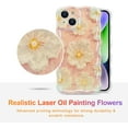 thumbnail image 2 of Case for iPhone 15, Colorful Retro Oil Painting Flower Laser Glossy Pattern Cute Curly Waves Border Exquisite Floral Phone Cover Stylish Durable TPU Protective Case for Girls Women - Pink#2, 2 of 18