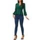 thumbnail image 2 of INSPIRAR CHIC Blusas de Peplum para Mujeres con Mangas Largas de Linterna Elegante Envoltura Cuello en V Blusa de Oficina XS Verde Oscuro, 2 of 6