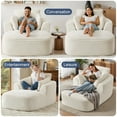 thumbnail image 3 of QNACPY 45"W Oversized Chaise Lounge Chair Indoor Sofa Bed, Comfy Boneless Cloud Couch with Corduroy Upholstery, Deep Seat Sleeper Couches for Living Room, Bedroom, Apartment, Reading,Beige, 3 of 8
