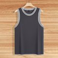 thumbnail image 7 of Striped Tank Top Men Ribbed Sleeveless T Shirts Color Block Trim Slim Fit Tank Top Workout Basketball Gym Shirt With Curved Hem M Gray, 7 of 7