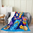 thumbnail image 1 of Erosebridal Cartoon Slippers Flannel Blanket, Tropical Floral Sherpa Throw, Seashell Room Decor, 1 of 7