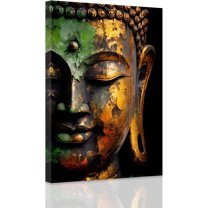 ZHONGYUTONG Buddha Wall Art Gold Zen Spiritual Picture Buddhist Canvas Print Meditation Yoga Room Bedroom Wall Decor Framed (24" x 36")
